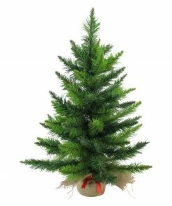 Northlight 24" Mini Balsam Pine Medium Artificial Christmas Tree In Burlap Base, Unlit