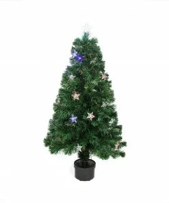 Northlight 4' Pre-Lit LED Fiber Optic Artificial Christmas Tree With Stars - Multi Color Lights
