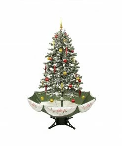 Northlight 5.5' Pre-Lit Medium Musical Snowing Artificial Christmas Tree With Umbrella Base - Blue LED Lights
