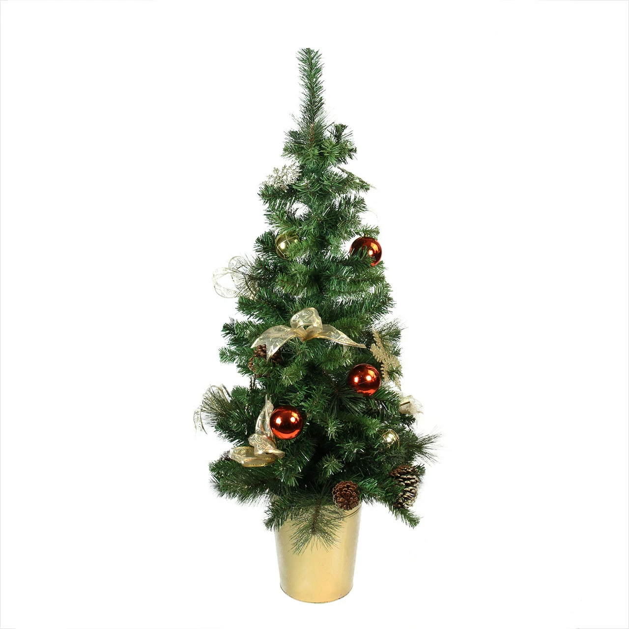 Northlight 48" Red, Gold And Copper Potted Artificial Christmas Tree - Unlit 3 Northlight 48" Red, Gold And Copper Potted Artificial Christmas Tree - Unlit
