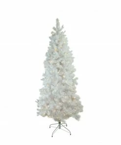 Northlight 9' Pre-Lit Slim Flocked White Pine Artificial Christmas Tree - Warm White LED Lights