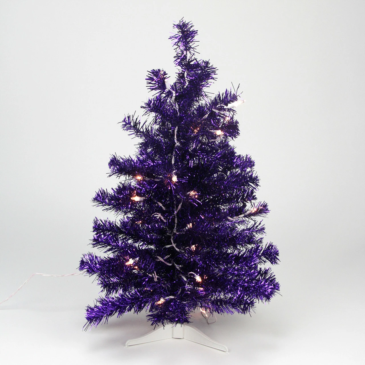 Northlight 2' Pre-lit Purple Iridescent Pine Artificial Tinsel Christmas Tree - Clear Lights 3 Northlight 2' Pre-lit Purple Iridescent Pine Artificial Tinsel Christmas Tree - Clear Lights