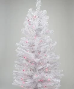 Northlight 3' Pre-lit White Iridescent Pine Artificial Christmas Tree - Pink Lights