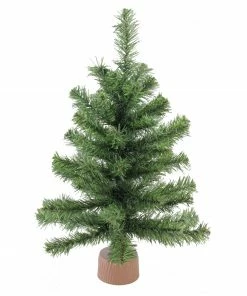 Northlight 18" Mini Canadian Pine Medium Artificial Christmas Tree In Faux Wood Base - Unlit