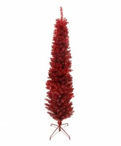 Northlight 6' Pencil Red Tinsel Artificial Christmas Tree - Unlit