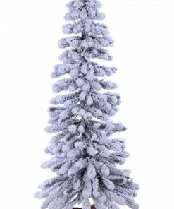 Northlight 4' Unlit Slim Flocked Winter Alpine Artificial Christmas Tree