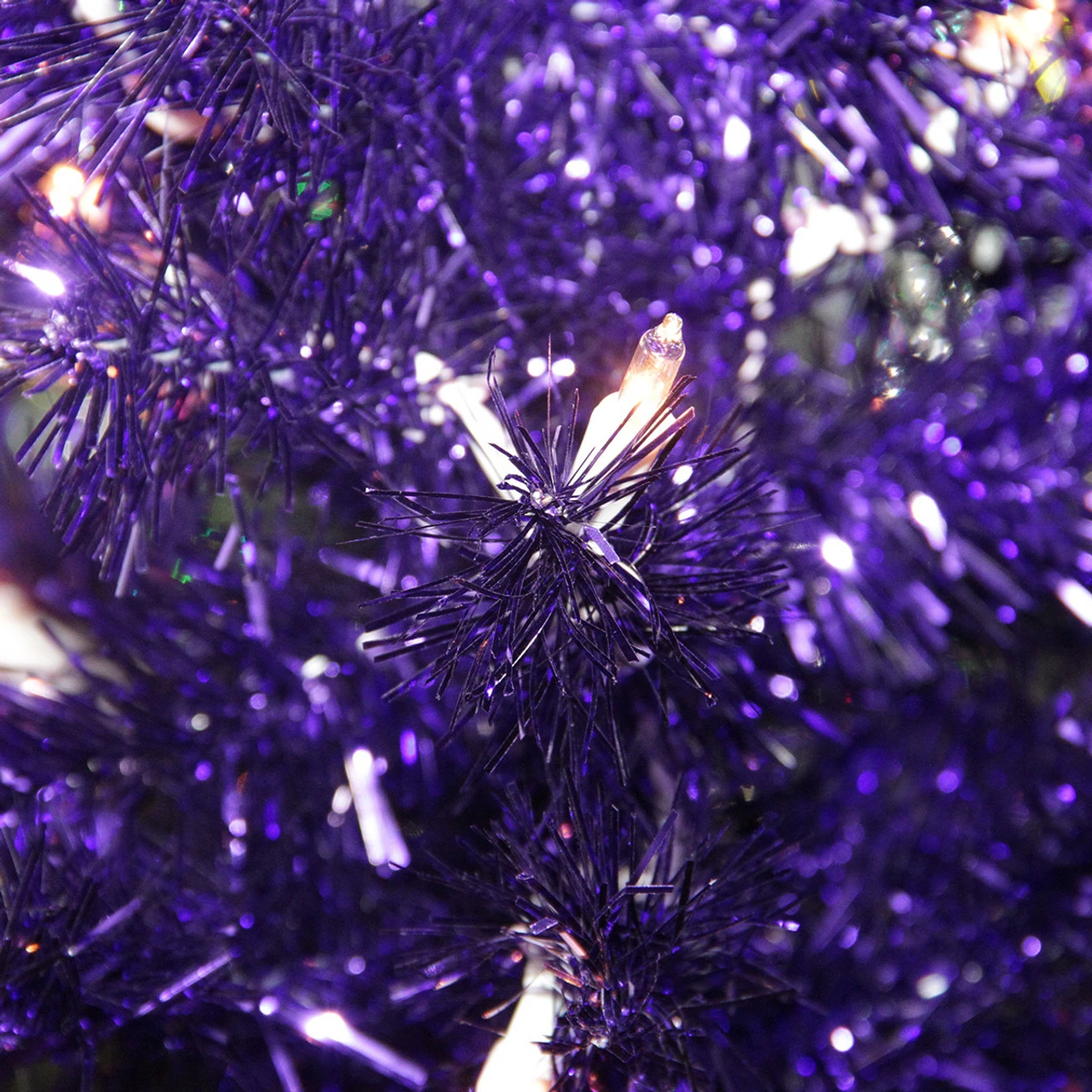 Northlight 2' Pre-lit Purple Iridescent Pine Artificial Tinsel Christmas Tree - Clear Lights 4 Northlight 2' Pre-lit Purple Iridescent Pine Artificial Tinsel Christmas Tree - Clear Lights - Image 2