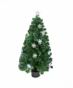 Northlight 3' Pre-Lit Color Changing Fiber Optic Artificial Christmas Tree With Snowflakes - Multi Color Lights