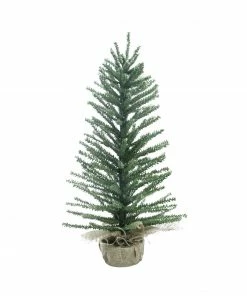 Northlight 24" Medium Traditional Green Mini Pine Artificial Christmas Tree In Burlap Sack - Unlit