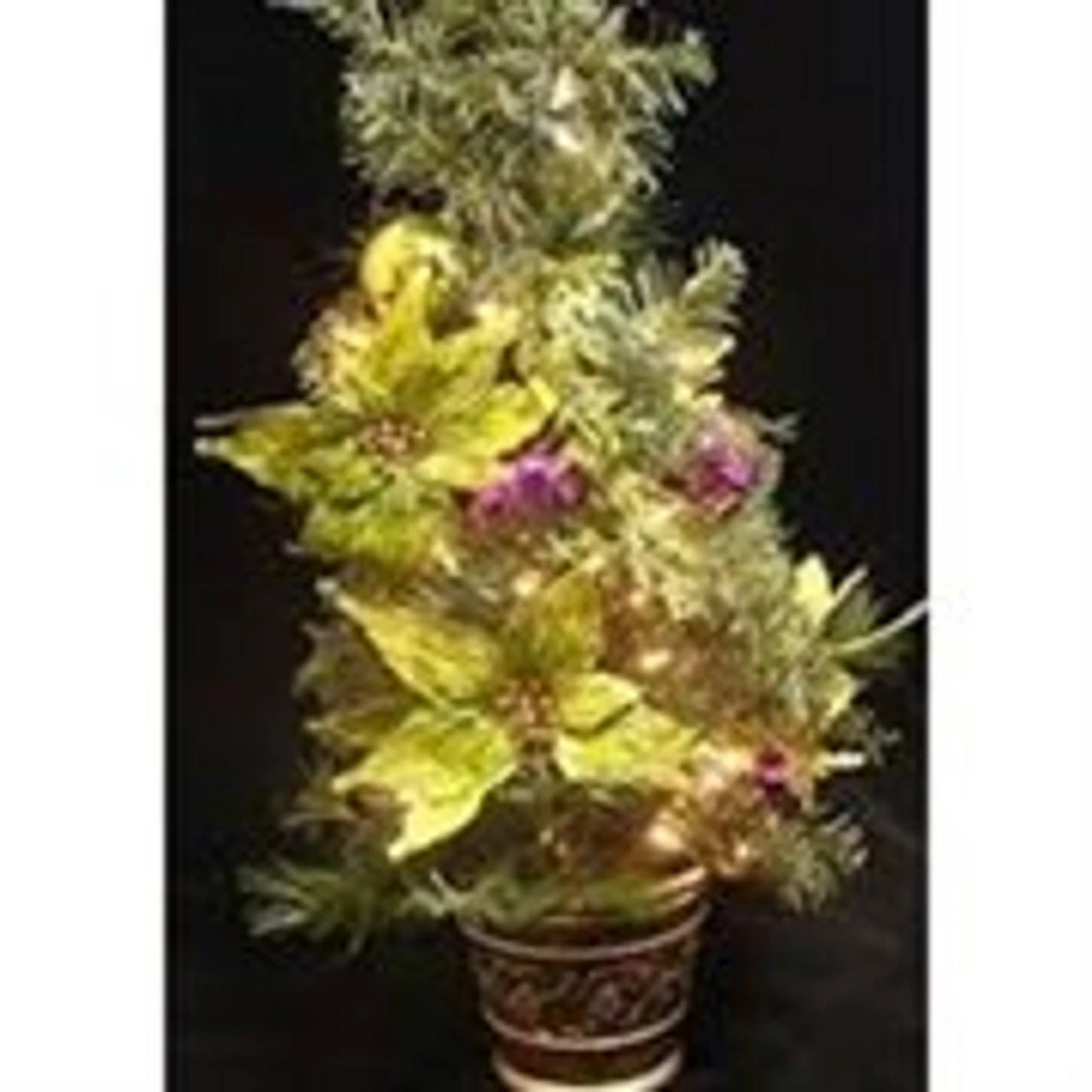 Allstate 2.5' Pre-Lit Potted Lime Green Poinsettia Pine Slim Artificial Christmas Tree - Clear Lights 4 Allstate 2.5' Pre-Lit Potted Lime Green Poinsettia Pine Slim Artificial Christmas Tree - Clear Lights - Image 2