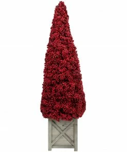 Allstate 40" Red Berry Cone Potted Christmas Topiary