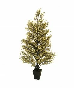 Allstate 3.5' Potted Twinkle Glittered Berry Slim Artificial Christmas Tree - Unlit
