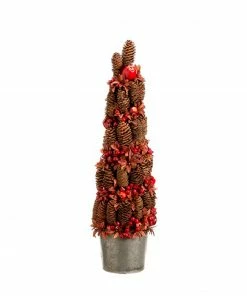 Allstate 2' Red Potted Pine Cone Crab Apple Pencil Artificial Christmas Tree - Unlit