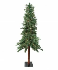 Allstate 8' Pre-Lit Slim Traditional Woodland Alpine Artificial Christmas Tree - Clear Lights