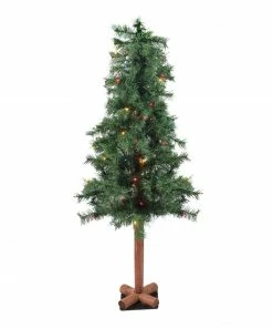 Allstate 4' X 24" Pre-Lit Traditional Woodland Alpine Artificial Christmas Tree - Multi Lights