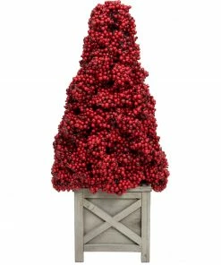 Allstate 24" Red Berry Cone Potted Christmas Topiary