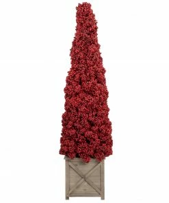 Allstate 50" Red Berry Cone Potted Christmas Topiary