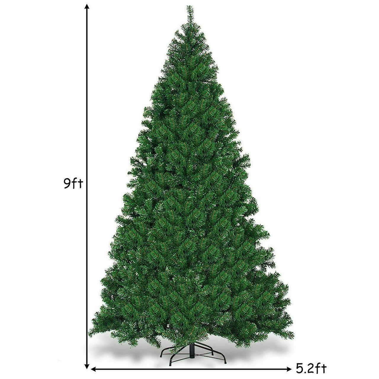 Costway 9Ft Pre-Lit PVC Christmas Tree Hinged 700 LED Lights Green 4 Costway 9Ft Pre-Lit PVC Christmas Tree Hinged 700 LED Lights Green - Image 2