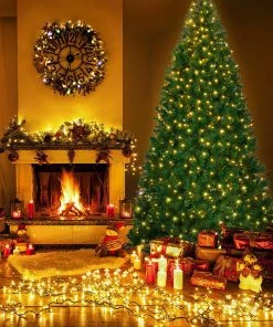 Costway 9Ft Pre-Lit PVC Christmas Tree Hinged 700 LED Lights Green 10 Costway 9Ft Pre-Lit PVC Christmas Tree Hinged 700 LED Lights Green -Northlight Shop cm2122310273 27980.1604685487