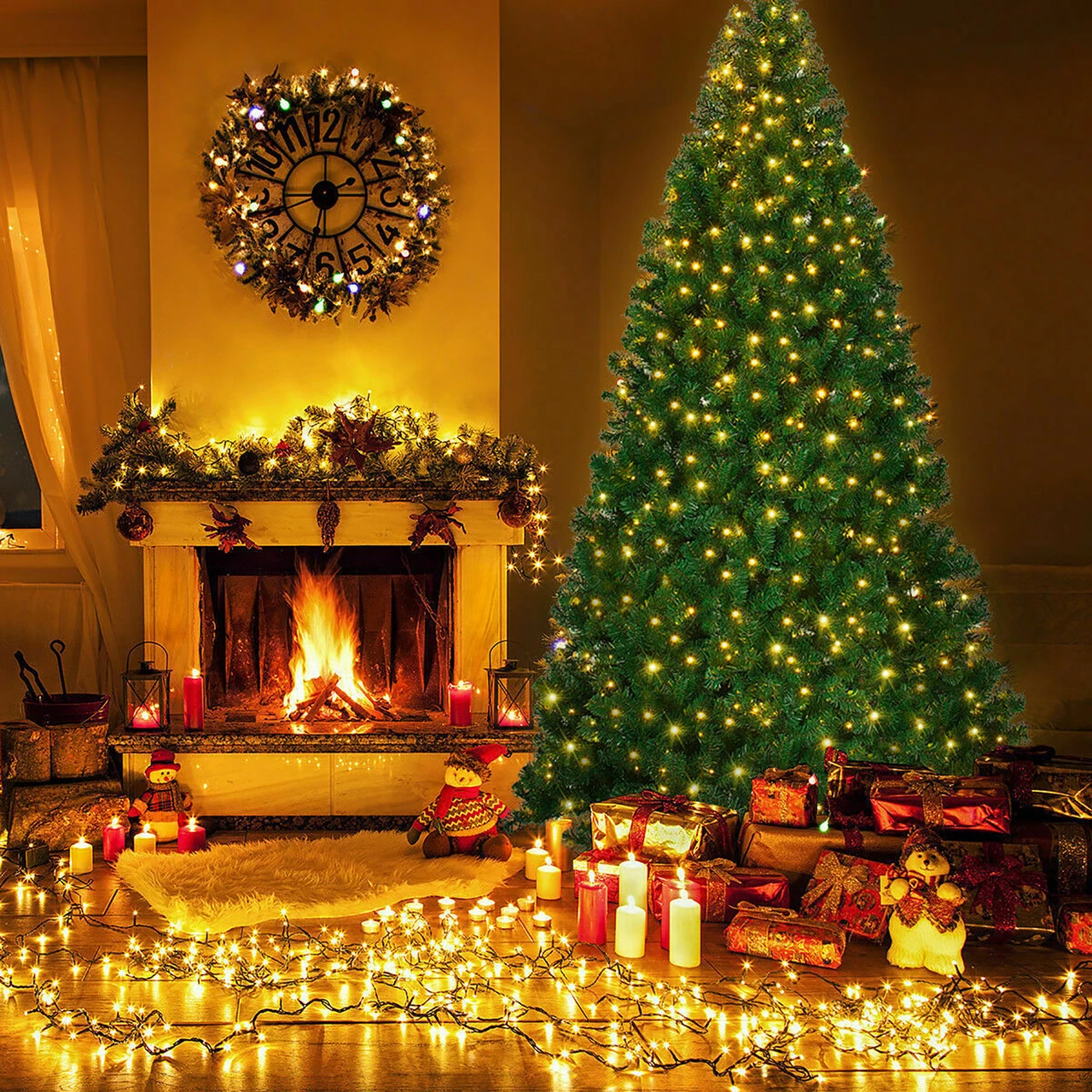 Costway 9Ft Pre-Lit PVC Christmas Tree Hinged 700 LED Lights Green 5 Costway 9Ft Pre-Lit PVC Christmas Tree Hinged 700 LED Lights Green - Image 3