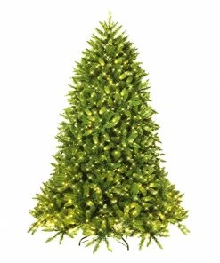 Costway 5ft Pre-lit PVC Christmas Fir Tree Hinged 8 Flash Modes