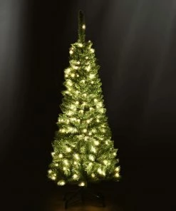 Alternative view of Costway 4.5ft Pre-Lit Hinged Pencil Christmas Tree 150 White Lights
