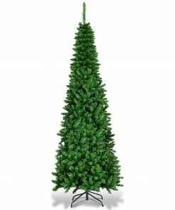 Costway 7.5ft Pre-Lit Hinged Pencil Christmas Tree 350 White Lights
