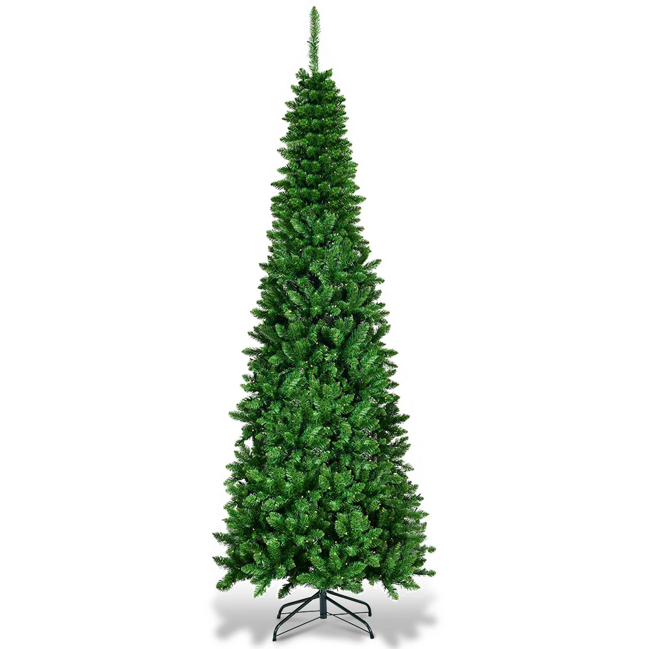 Costway 7.5ft Pre-Lit Hinged Pencil Christmas Tree 350 White Lights 3 Costway 7.5ft Pre-Lit Hinged Pencil Christmas Tree 350 White Lights
