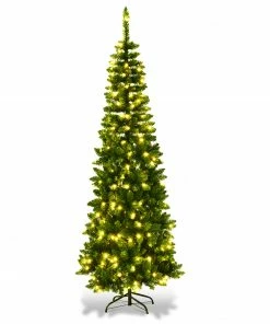 Costway 7.5ft Pre-Lit Hinged Pencil Christmas Tree 350 White Lights 12 Costway 7.5ft Pre-Lit Hinged Pencil Christmas Tree 350 White Lights -Northlight Shop cm2207210292 66412.1663930524