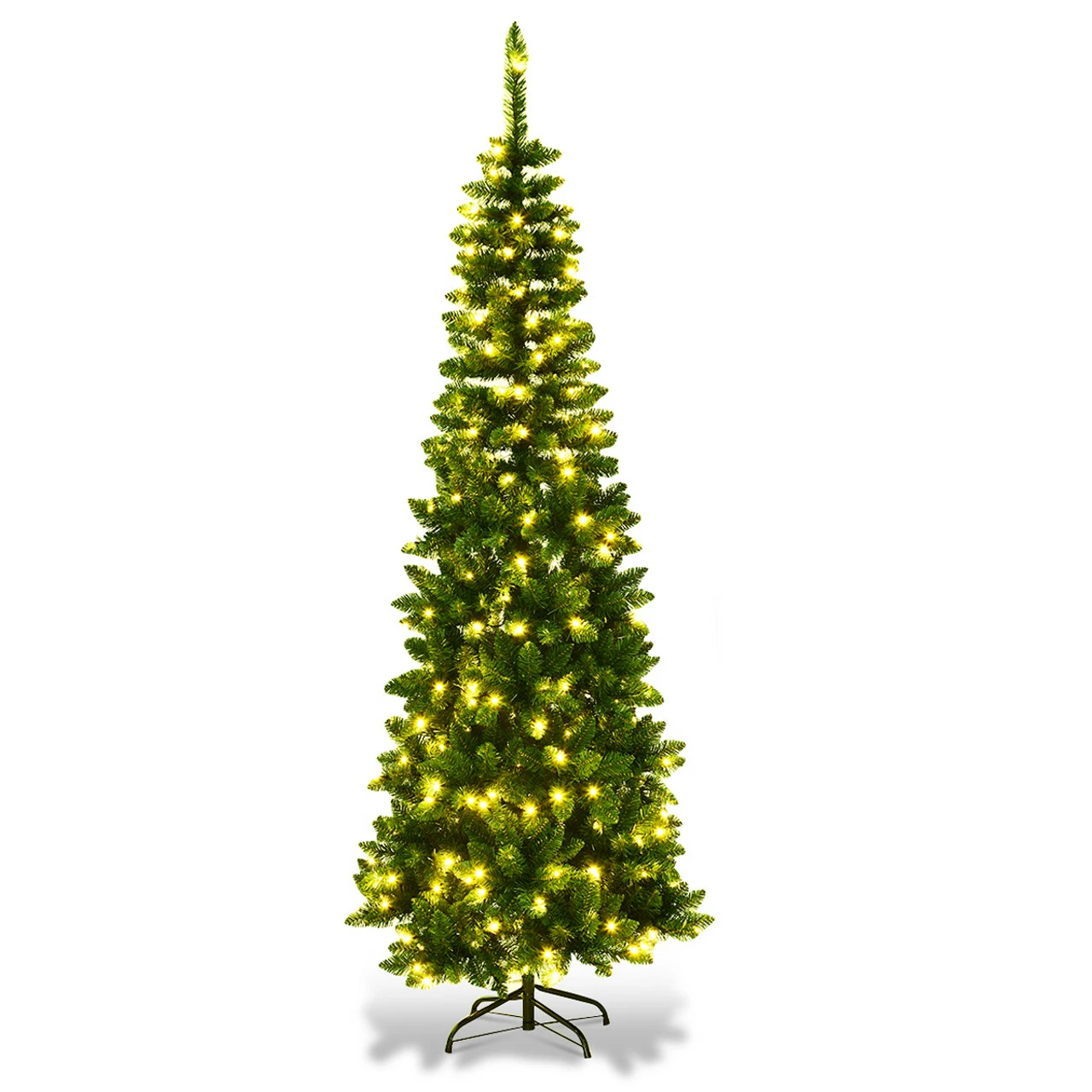 Costway 7.5ft Pre-Lit Hinged Pencil Christmas Tree 350 White Lights 7 Costway 7.5ft Pre-Lit Hinged Pencil Christmas Tree 350 White Lights - Image 5