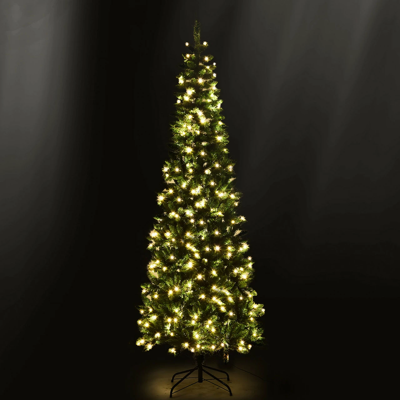 Costway 7.5ft Pre-Lit Hinged Pencil Christmas Tree 350 White Lights 8 Costway 7.5ft Pre-Lit Hinged Pencil Christmas Tree 350 White Lights - Image 6