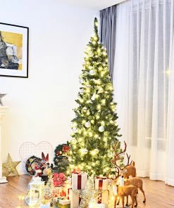 Alternative view of Costway 7.5ft Pre-Lit Hinged Pencil Christmas Tree 350 White Lights