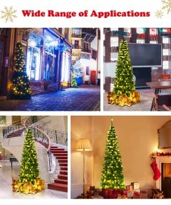 Costway 7.5ft Pre-Lit Hinged Pencil Christmas Tree 350 White Lights 10 Costway 7.5ft Pre-Lit Hinged Pencil Christmas Tree 350 White Lights -Northlight Shop cm2207210299 12176.1664795320