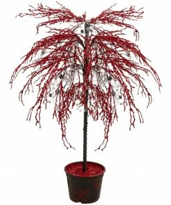 CMI 3.75' Red Crystallized Glitter Potted Artificial Christmas Tree - Unlit