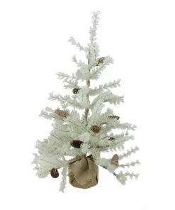 Arett Sales 3' Green Frosted Green Pine Artificial Christmas Tree With Burlap Base - Unlit