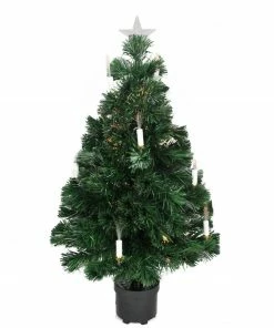 DAK 3' Pre-Lit Potted Medium Artificial Christmas Tree With Candles - Multi Color Lights