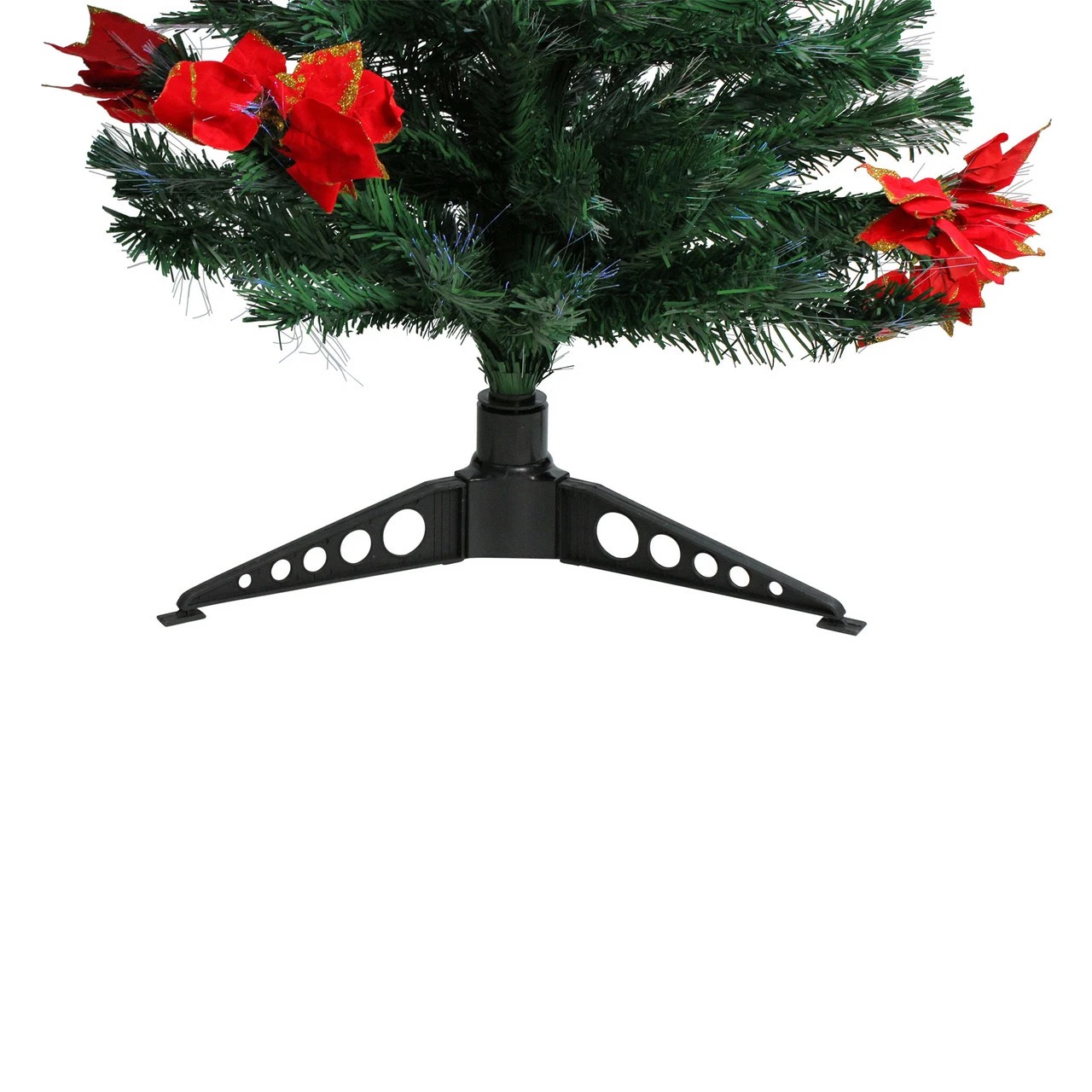 DAK 5' Pre-Lit Medium Fiber Optic Artificial Christmas Tree With Red Poinsettias - Multicolor Lights 6 DAK 5' Pre-Lit Medium Fiber Optic Artificial Christmas Tree With Red Poinsettias - Multicolor Lights - Image 4