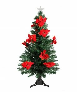 DAK 4' Pre-Lit Poinsettias Artificial Christmas Tree - Multicolor Lights