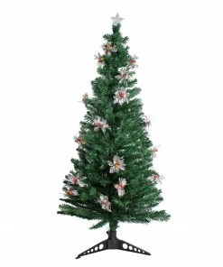 DAK 6' Pre-Lit Fiber Optic Slim Profile Artificial Christmas Tree - Multicolor Lights
