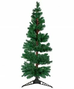 DAK 5' Pre-Lit Slim Pine Spiral Artificial Christmas Tree - Multicolor Fiber Optic Lights