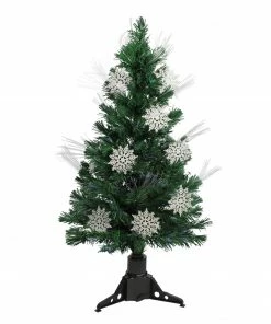DAK 3' Pre-Lit Fiber Optic Artificial Christmas Tree With White Snowflakes - Multi-Color Lights