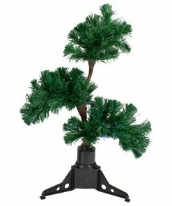 DAK 2' Pre-Lit Fiber Optic Bonsai-Style Artificial Pine Christmas Tree - Multi