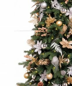 Alternative view of CC Christmas Decor 7.5' Pre-Lit Pre-Decorated Gold And Silver Artificial Christmas Tree – Clear LED Lights