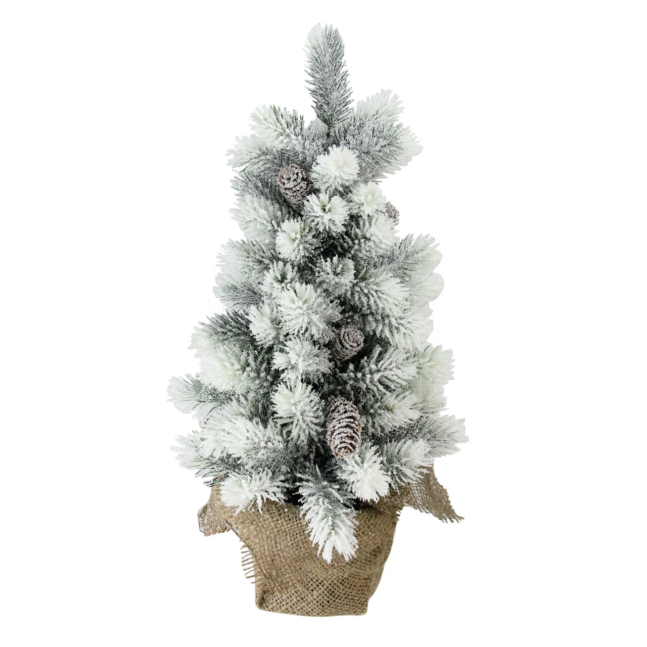 Northlight 19" Potted Slim Flocked Mini Pine Artificial Christmas Tree In Burlap Base - Unlit 3 Northlight 19" Potted Slim Flocked Mini Pine Artificial Christmas Tree In Burlap Base - Unlit