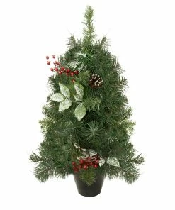 Northlight 2' Green Potted Pre-Decorated Pine Cone And Berry Medium Artificial Christmas Tree - Unlit