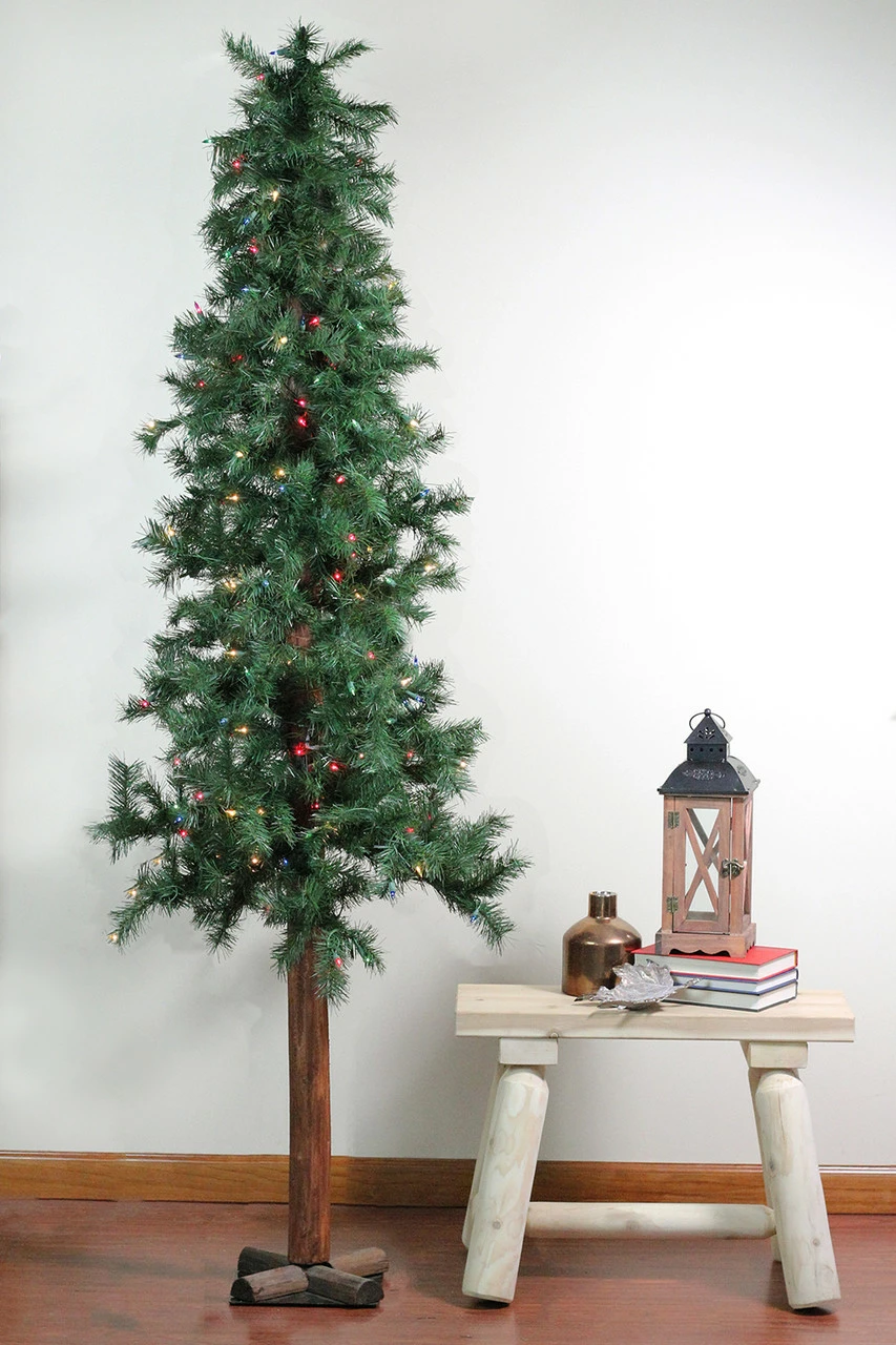 Allstate 7' Pre-Lit Slim Traditional Woodland Alpine Artificial Christmas Tree - Multicolor Lights 7 Allstate 7' Pre-Lit Slim Traditional Woodland Alpine Artificial Christmas Tree - Multicolor Lights - Image 5