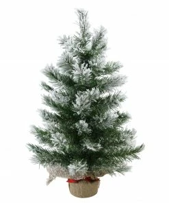 Northlight 22" Flocked Pine Full Artificial Christmas Tree In Burlap Base - Unlit