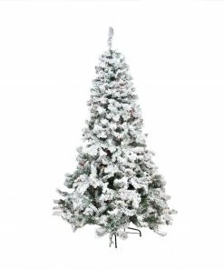 Northlight 9' Pre-Lit Heavily Flocked Pine Medium Artificial Christmas Tree - Multicolor Lights