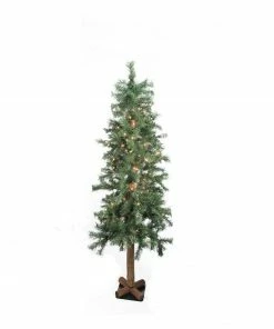Allstate 9' Pre-Lit Slim Traditional Woodland Alpine Artificial Christmas Tree - Clear Lights