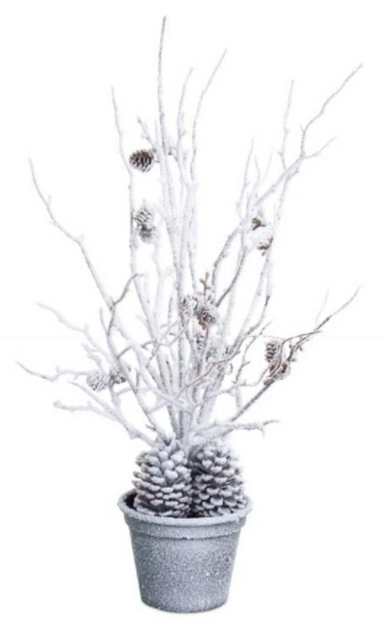 Melrose 2' White And Gray Potted Snow Covered Artificial Christmas Tree - Unlit 3 Melrose 2' White And Gray Potted Snow Covered Artificial Christmas Tree - Unlit